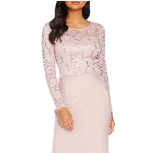 Long Sleeve Pink Lace & Sequin Dress | Size 10